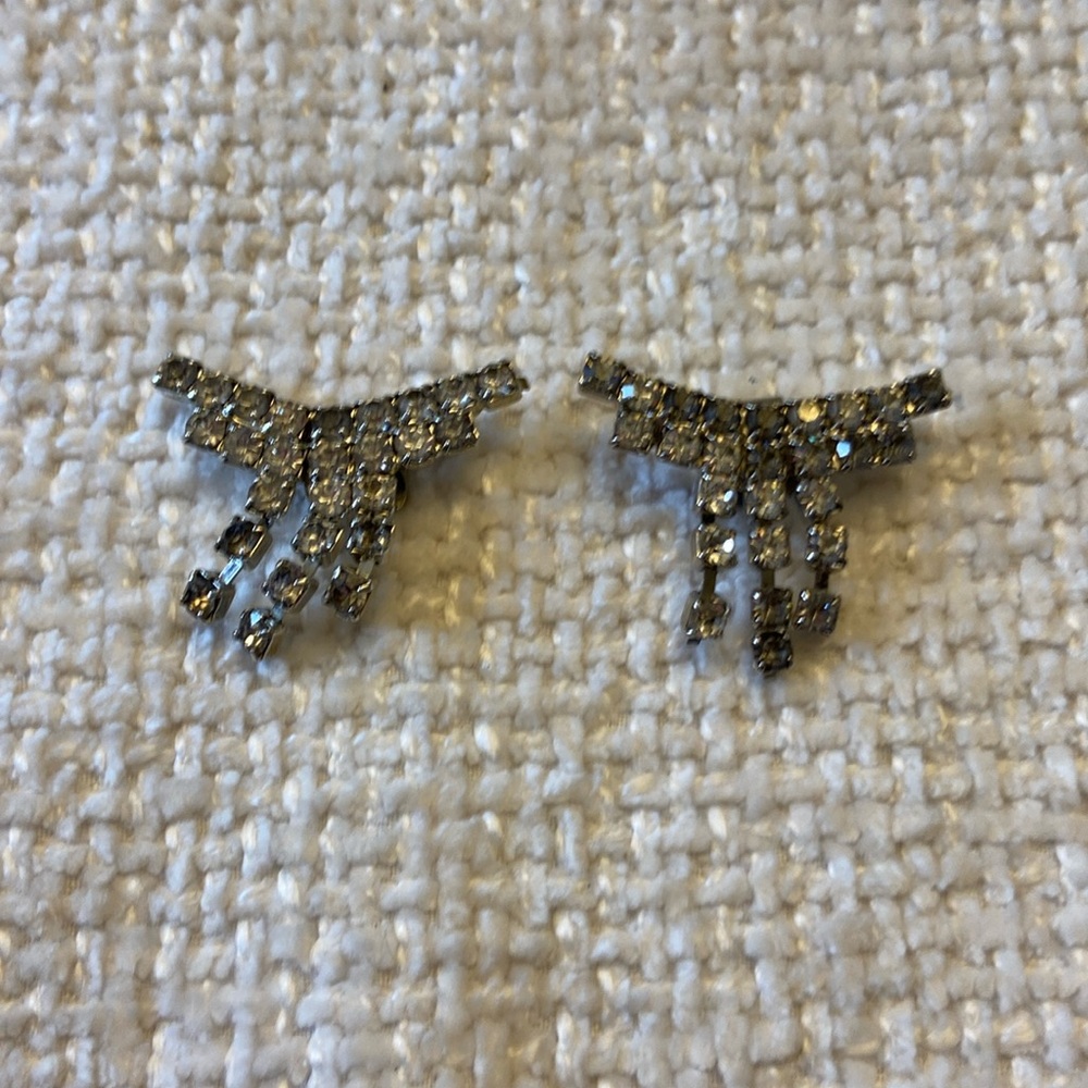 Art Deco VINTAGE RHINESTONE CASCADING SHOE CLIPS ANTIQUE